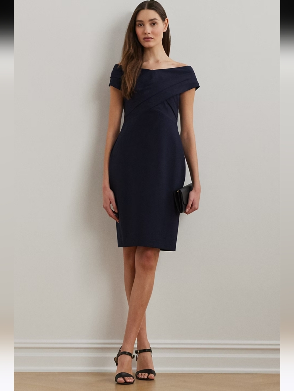 NWT RALPH LAUREN | $175 Crepe Off-the-Shoulder Cocktail Dress - Picture 4 of 9